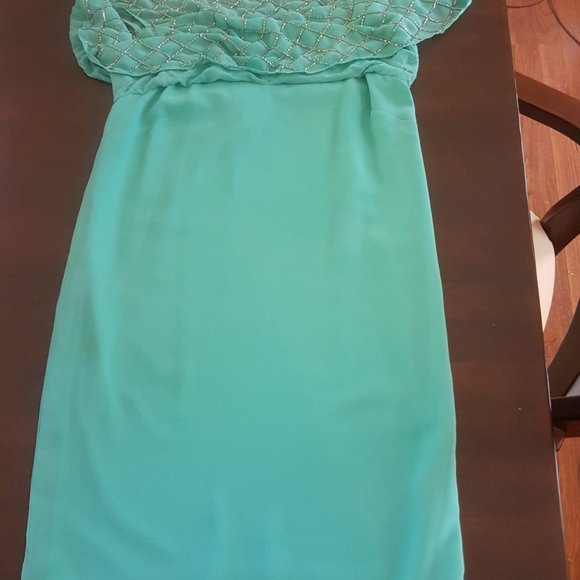 Needle&Thread Mini Strap Dress Turquoise & Silver - Picture 7 of 10